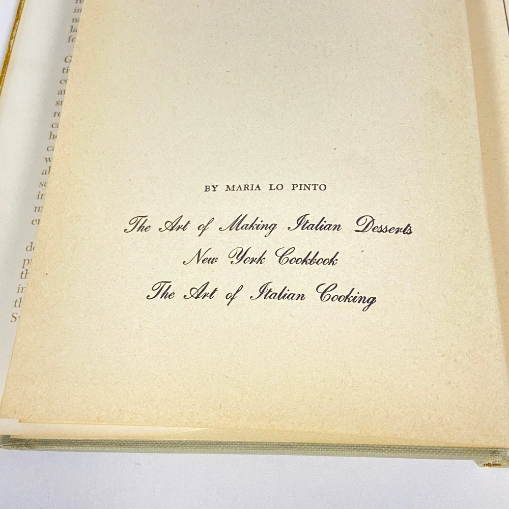 Art of Making Italian Desserts Maria Lo Pinto Vintage 1952 Hardcover Cookbook